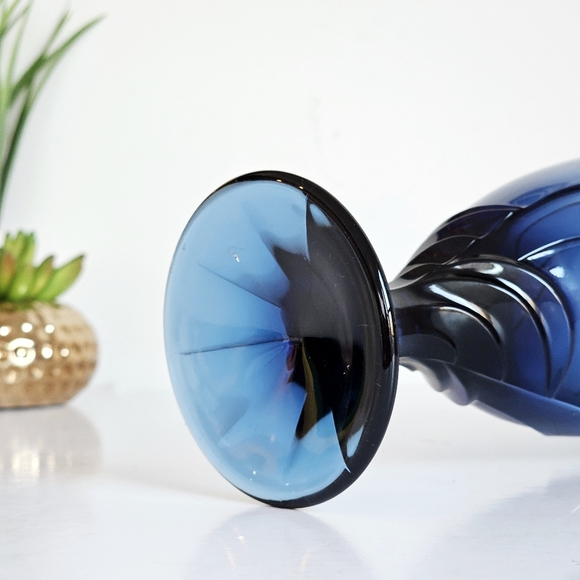 Vintage Noritake 1985 Sweet Swirl Dark Blue Midnight Water Goblet Iced Tea Glass - Picture 6 of 10